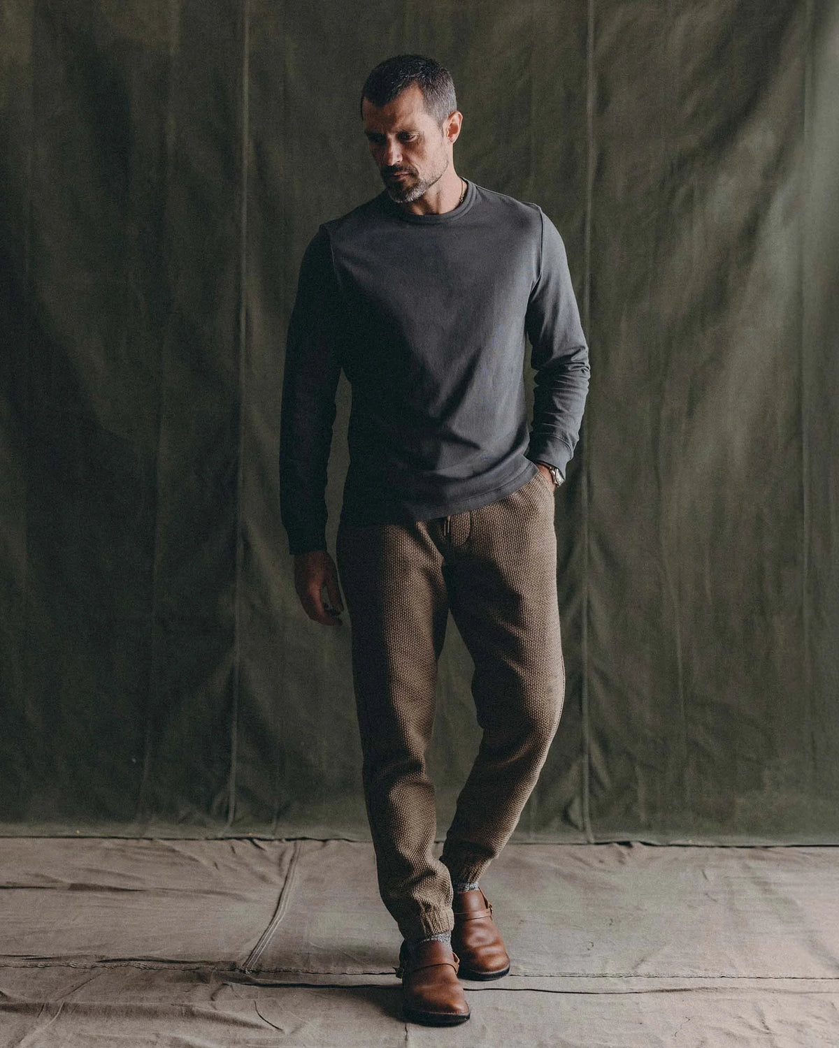 The Organic Cotton Long Sleeve Tee in Faded Black