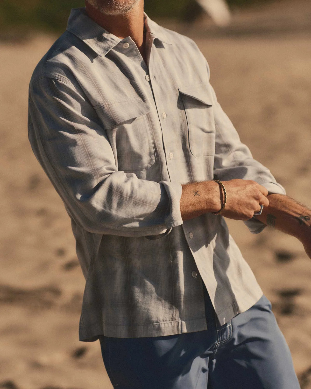 The Shore Shirt in Fog Check Lyocell