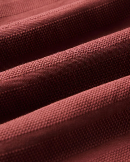 The Bywater Polo in Burgundy Knit Stripe