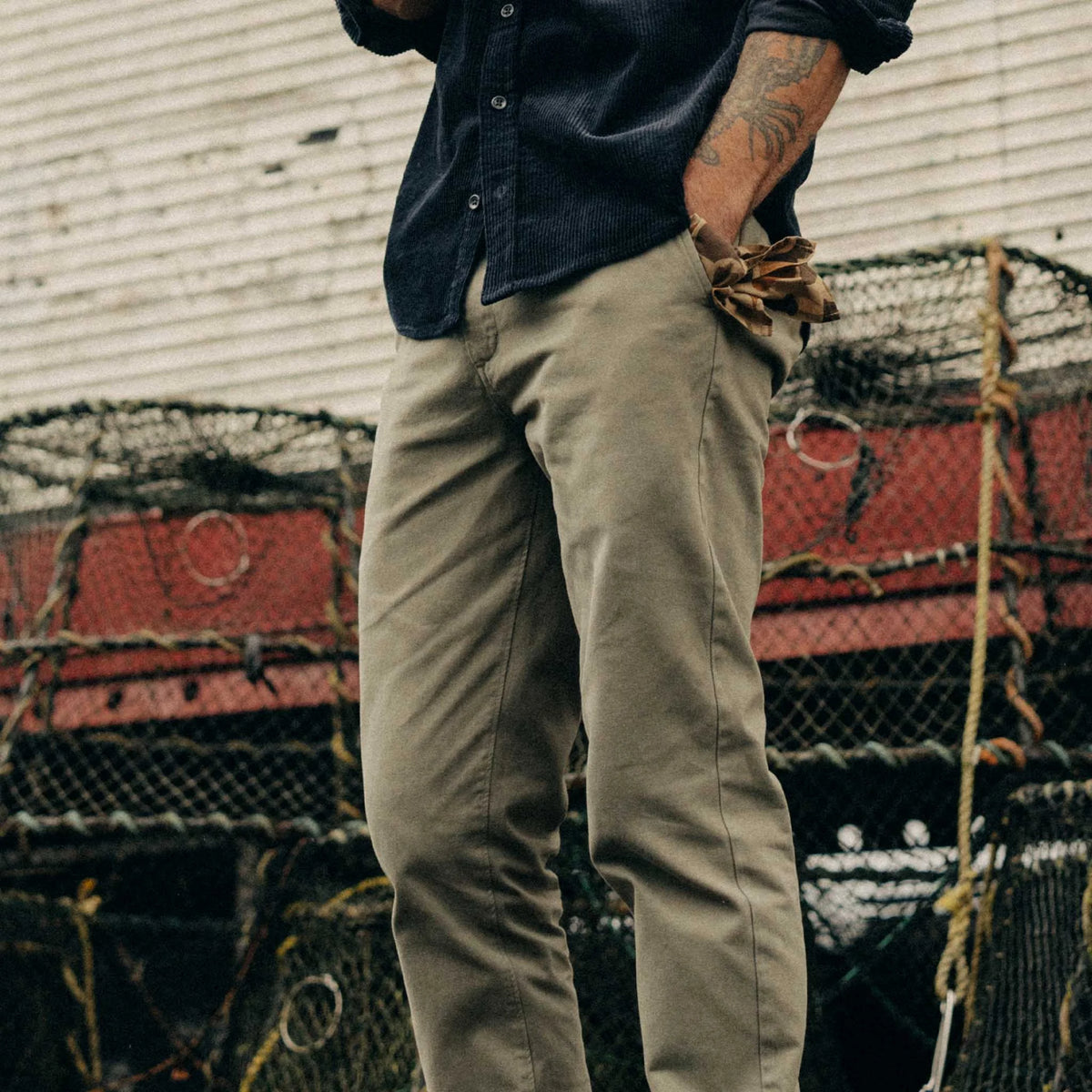 The Slim Foundation Pant in Organic Smoked Olive