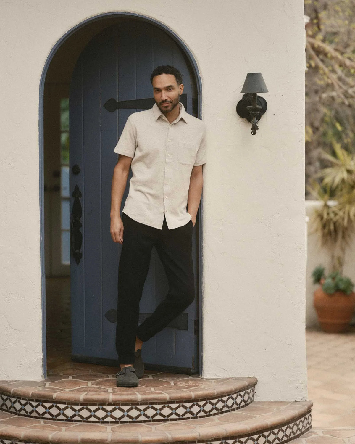 The Short Sleeve California in Heather Oat Double Knit
