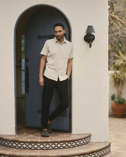 The Short Sleeve California in Heather Oat Double Knit