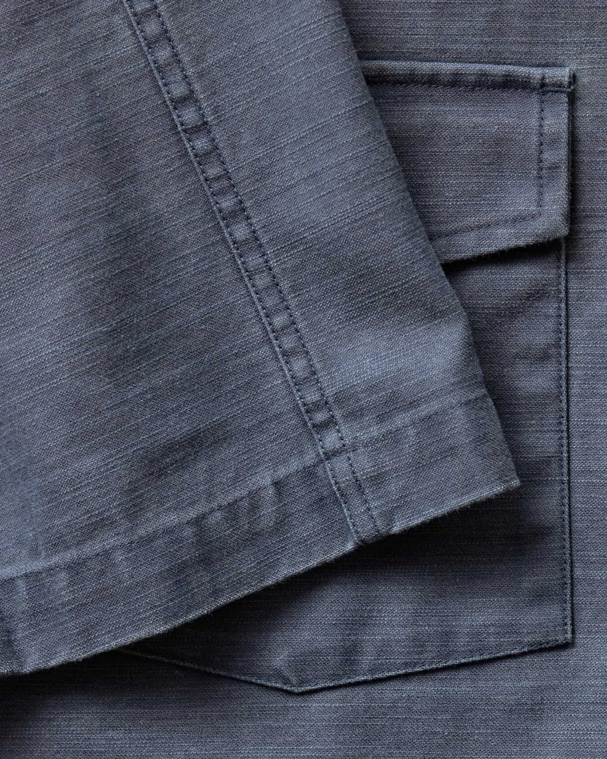 The Short Sleeve Surplus Shirt in Navy Reverse Sateen