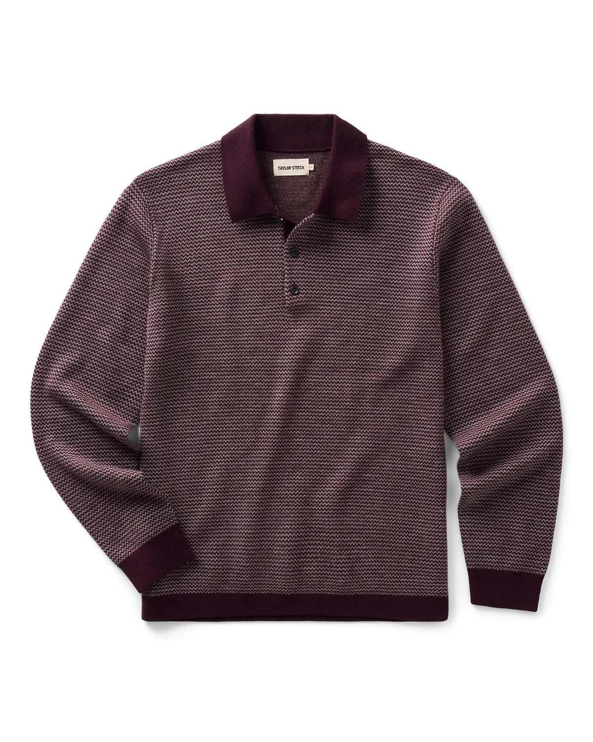 The Newton Sweater Polo in Burgundy Birdseye Merino