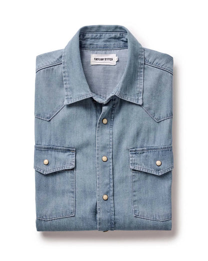 The Glacier Shirt in Washed Indigo Selvedge Denim