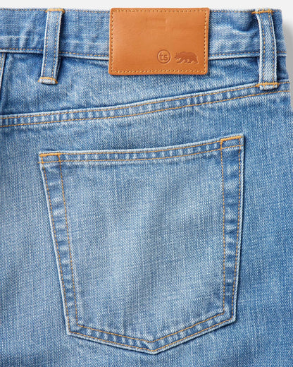 The Straight Jean in Light Wash Organic Selvedge