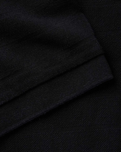 The Pacific Polo in Black Indigo Pique Stripe