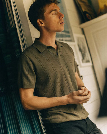 The Valencia Sweater Polo in Heather Cilantro Rib