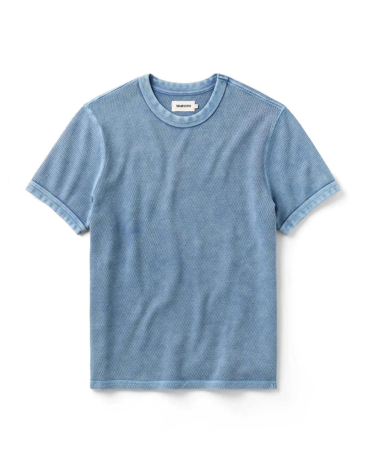 The Organic Cotton Short Sleeve Crew in Washed Blue Waffle
