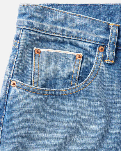 The Straight Jean in Light Wash Organic Selvedge